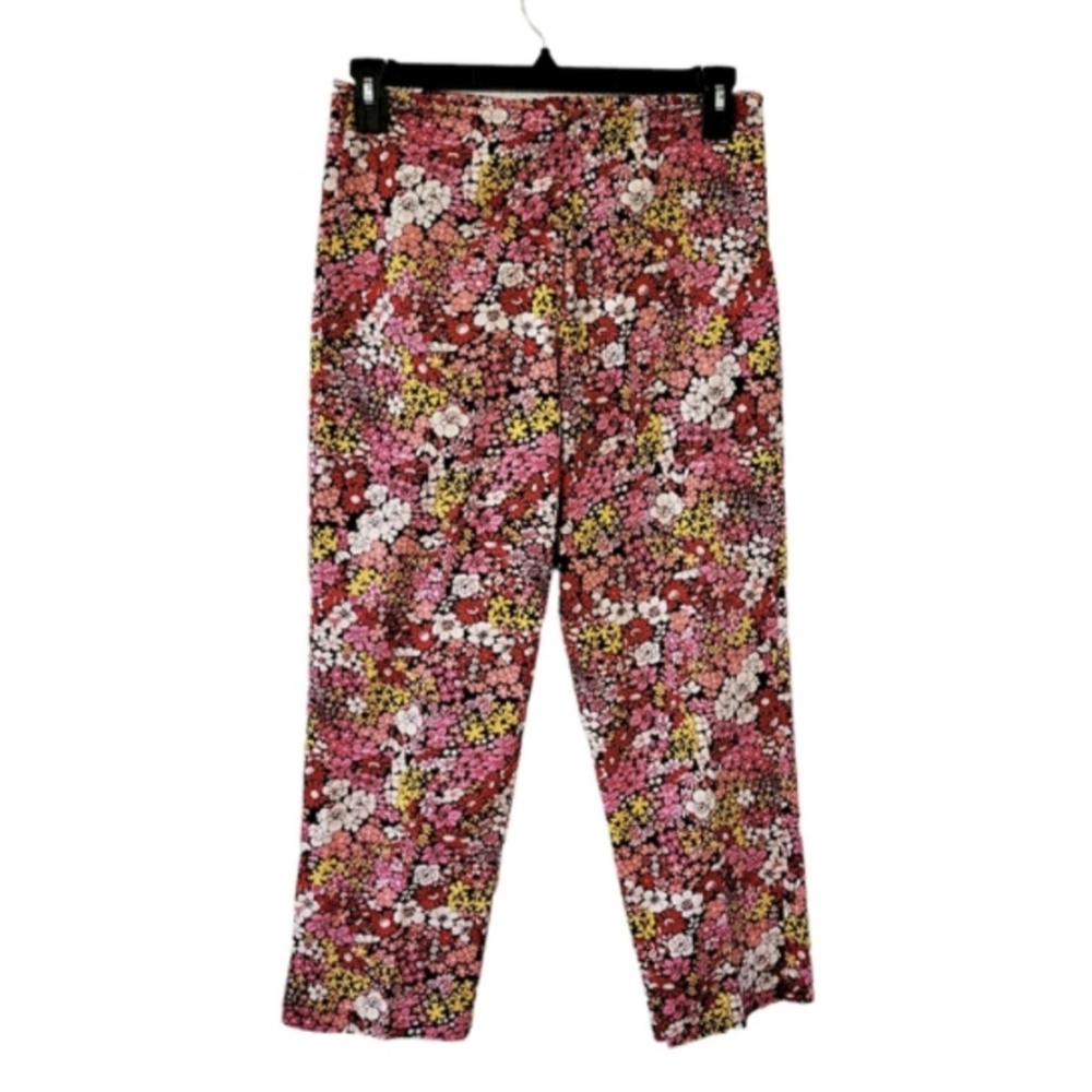 Women's Gemilli Red and Pink Floral Cropped Pant USA Size 12